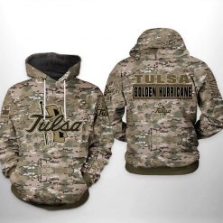 Tulsa Golden Hurricane NCAA Camo Veteran 3D Printed Hoodie