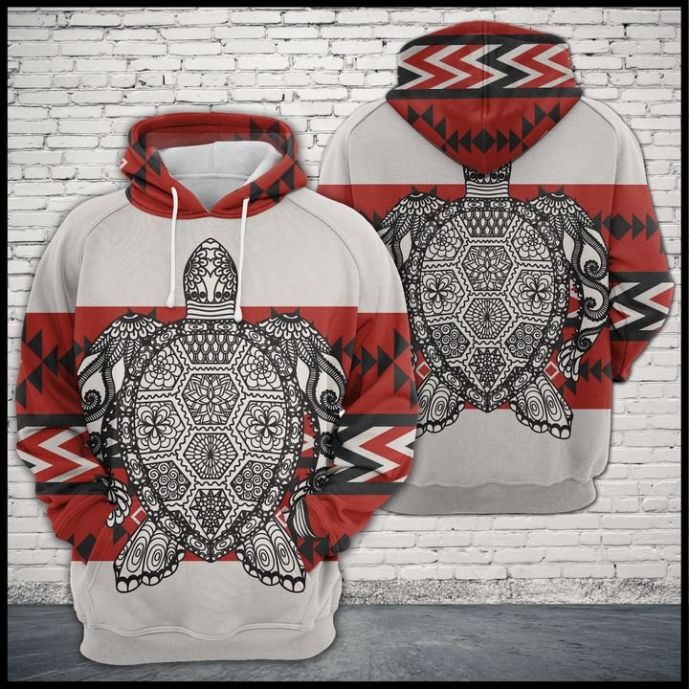 Turtle Zentangle Native Pattern 3D Printed Hoodie