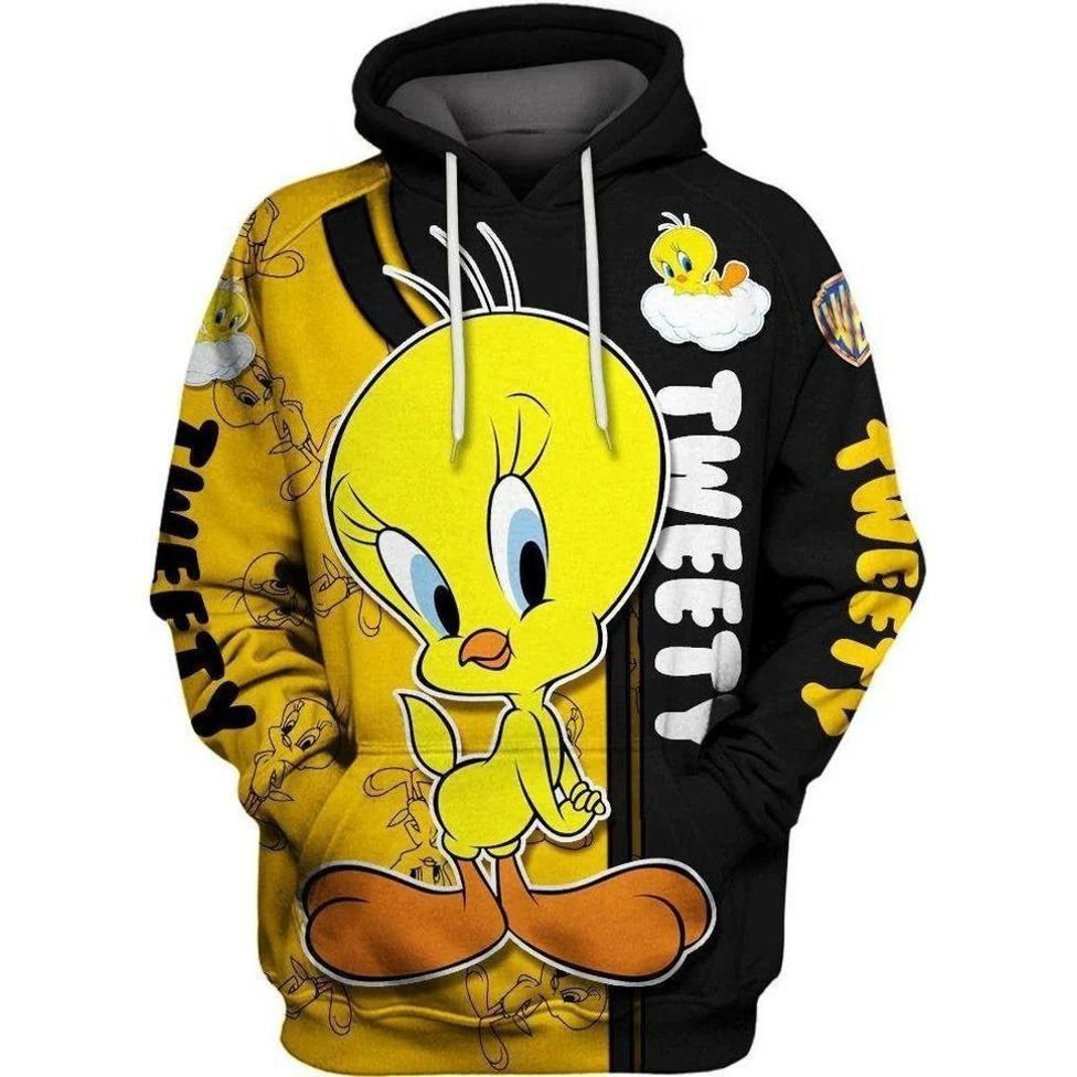 Tweety Yellow Canary Over Print 3d Zip Hoodie