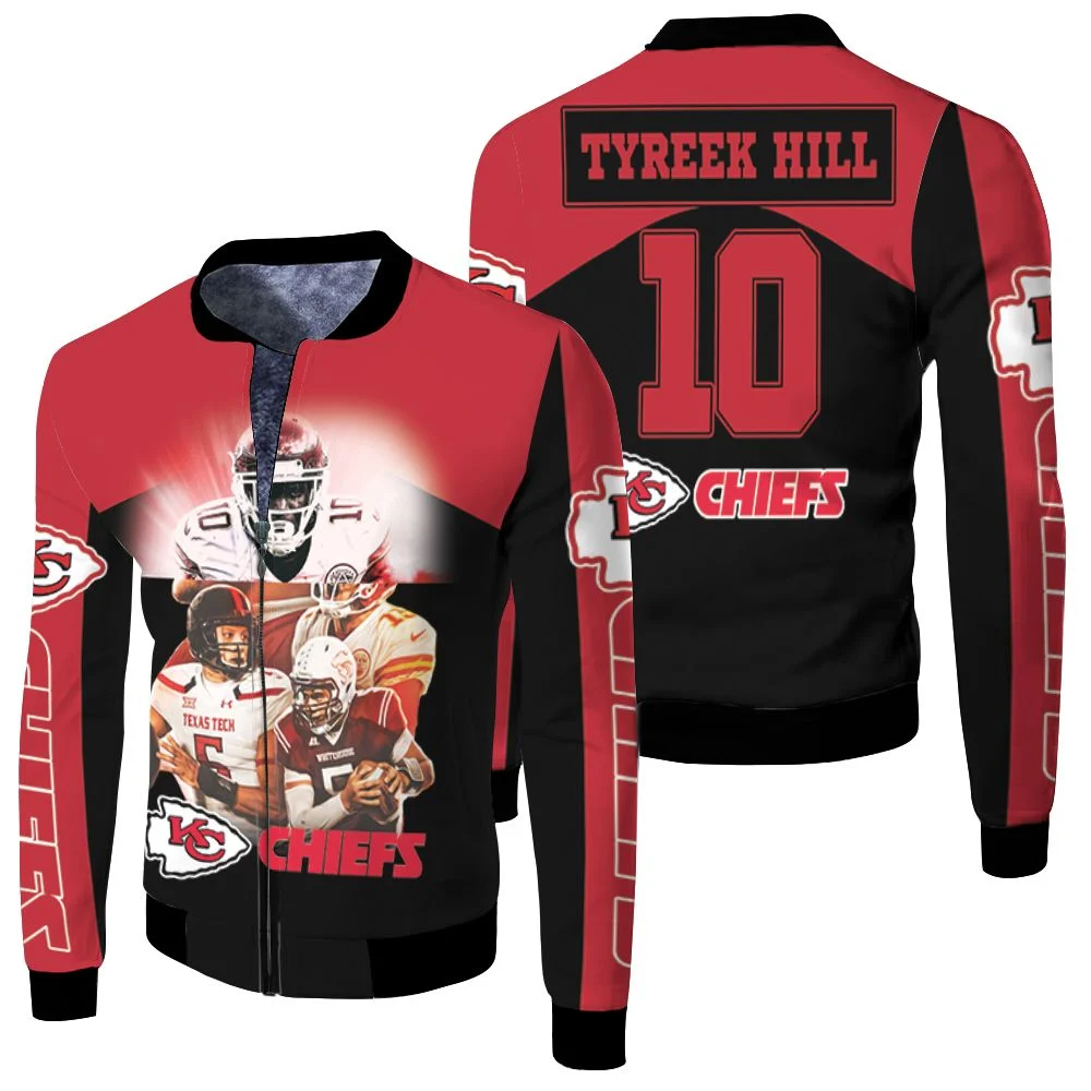 Tyreek Hill 10 Kansas City Chiefs Afc West Division Champions Super Bowl 2021 Fleece Bomber Jacket