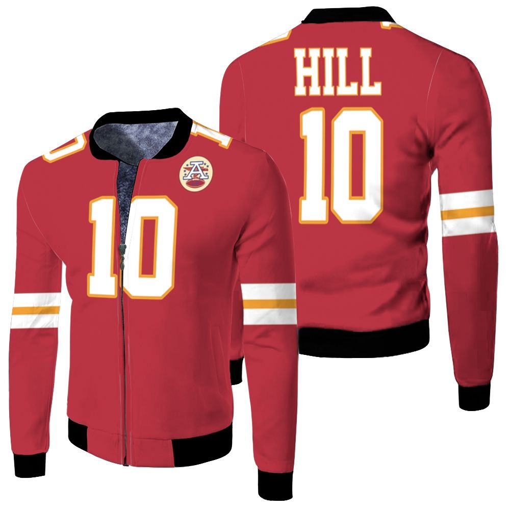 Tyreek Hill Kansas City Chiefs Red Jersey Inspired Style Fleece Bomber ...