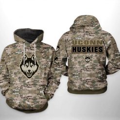 UConn Huskies NCAA Camo Veteran 3D Printed Hoodie