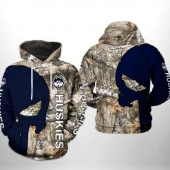 UConn Huskies NCAA Camo Veteran Hunting 3D Printed Hoodie