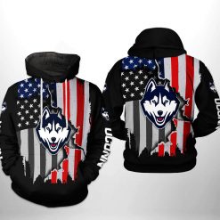 UConn Huskies NCAA US Flag 3D Printed Hoodie