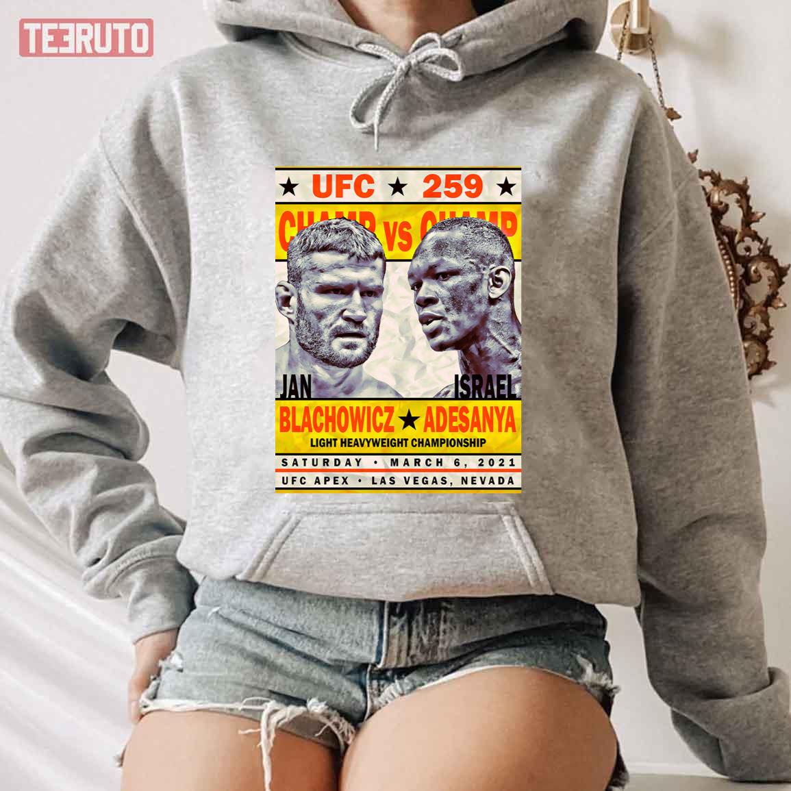 UFC 259 Poster Blachowicz Vs Adesanya Unisex Hoodie