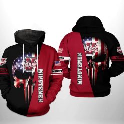 UMass Minutemen NCAA US Flag Skull 3D Printed Hoodie