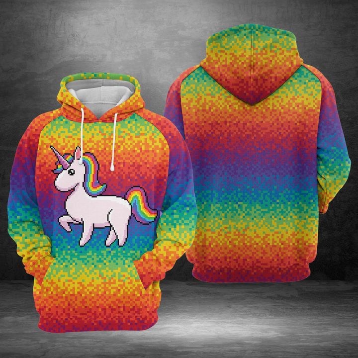 Unicorn Pixel 3D Printed Hoodie