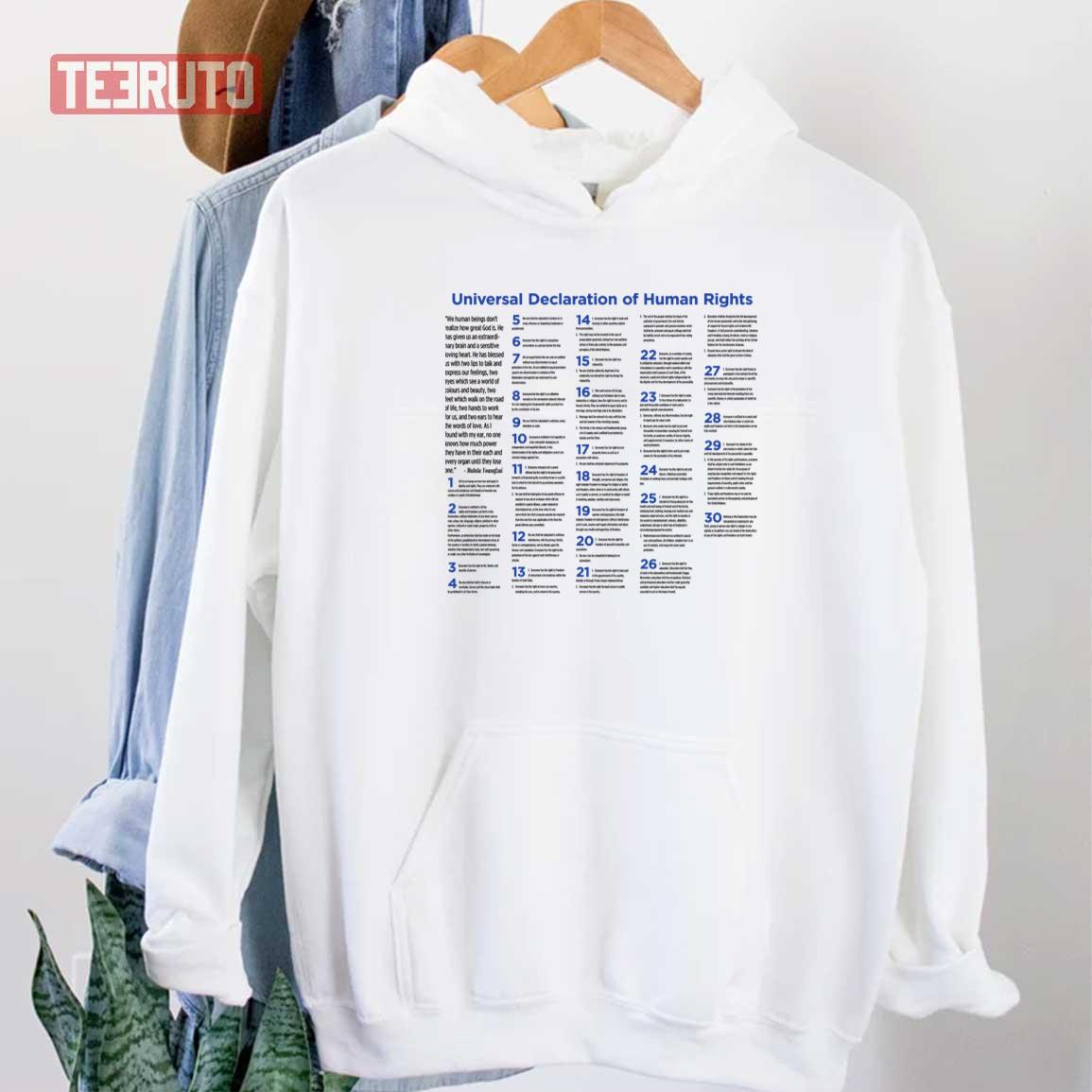 Universal Declaration Of Human Rights All The 30 Articles Unisex Hoodie