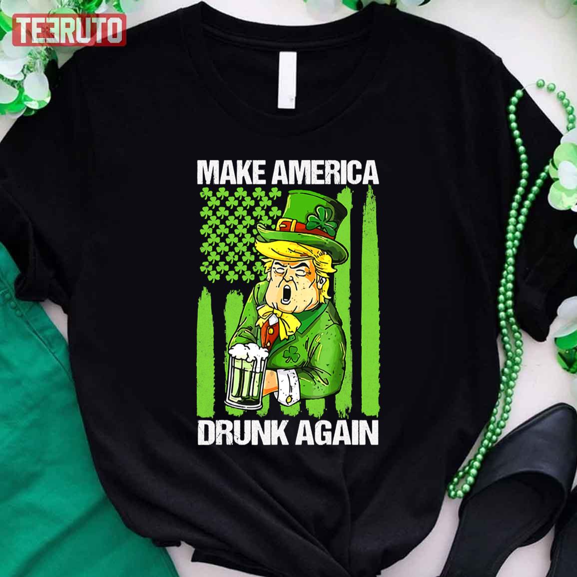 Usa Flag Make St Patricks Day Great Again Trump Unisex T-Shirt