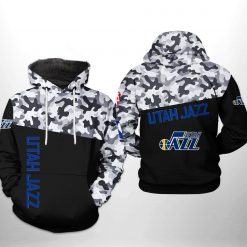 Utah Jazz NBA Camo Veteran Team 3D Printed Hoodie