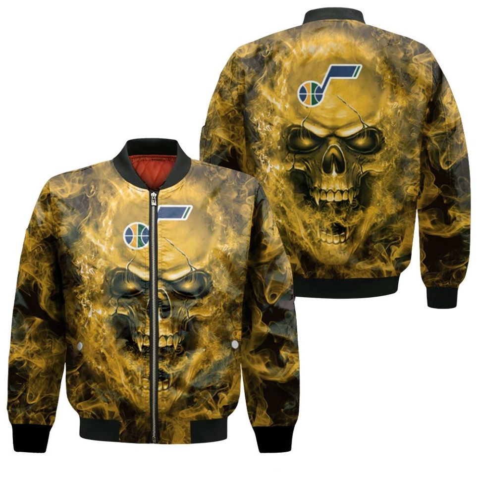 Utah Jazz Nba Fans Skull Bomber Jacket