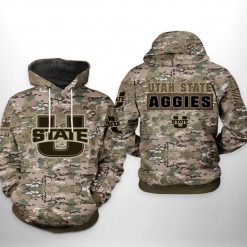 Utah State Aggies NCAA Camo Veteran 3D Printed Hoodie