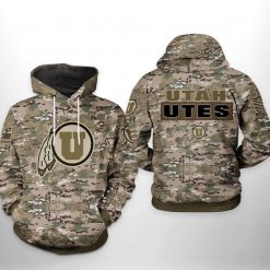 Utah Utes NCAA Camo Veteran 3D Printed Hoodie