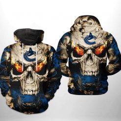 Vancouver Canucks NHL Skull 3D Printed Hoodie