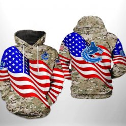 Vancouver Canucks NHL US FLag Camo Veteran 3D Printed Hoodie