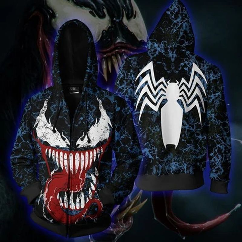 Venom Black And Blue 3d Zip 2 Hoodie