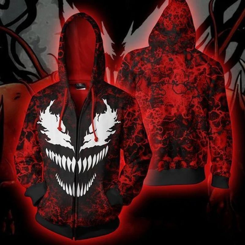 Venom Black And Red 3d Zip 2 Hoodie