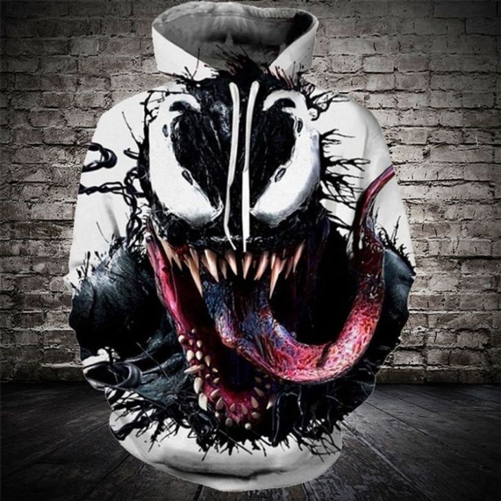 Venom Spiderman Marvel Over Print 3d Zip 3 Hoodie