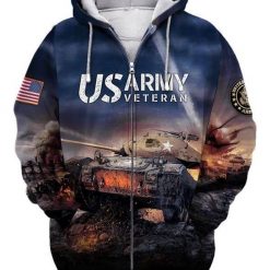 Veteran Us Army 3d Zip Hoodie