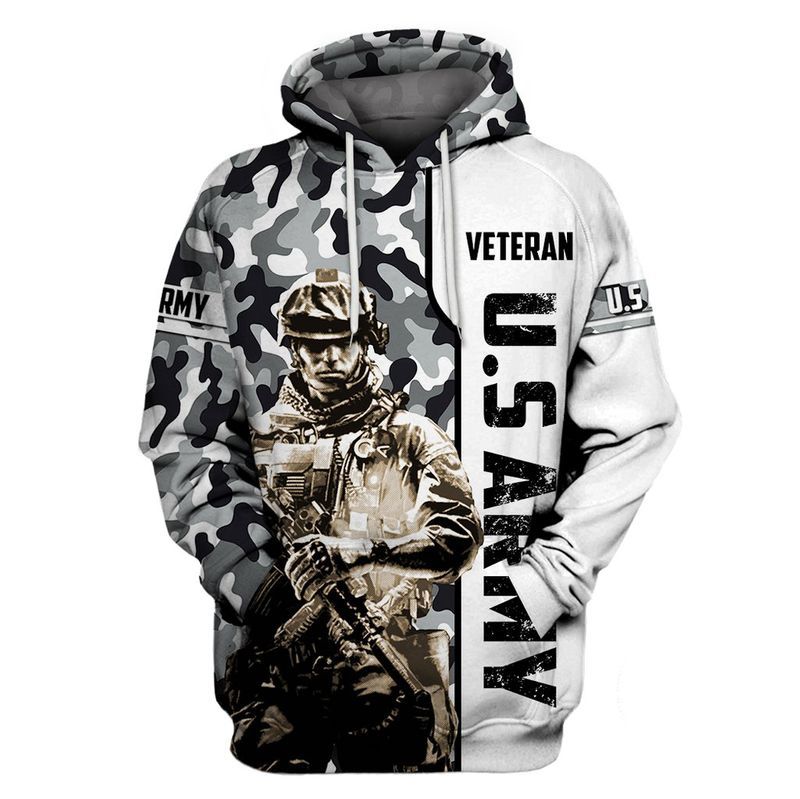 Veteran Us Army Camouflage Pattern 3d All Over Printed Hoodie