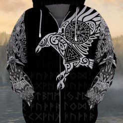 Vikings The Raven Of Odin Tattoo 3d Zip Hoodie