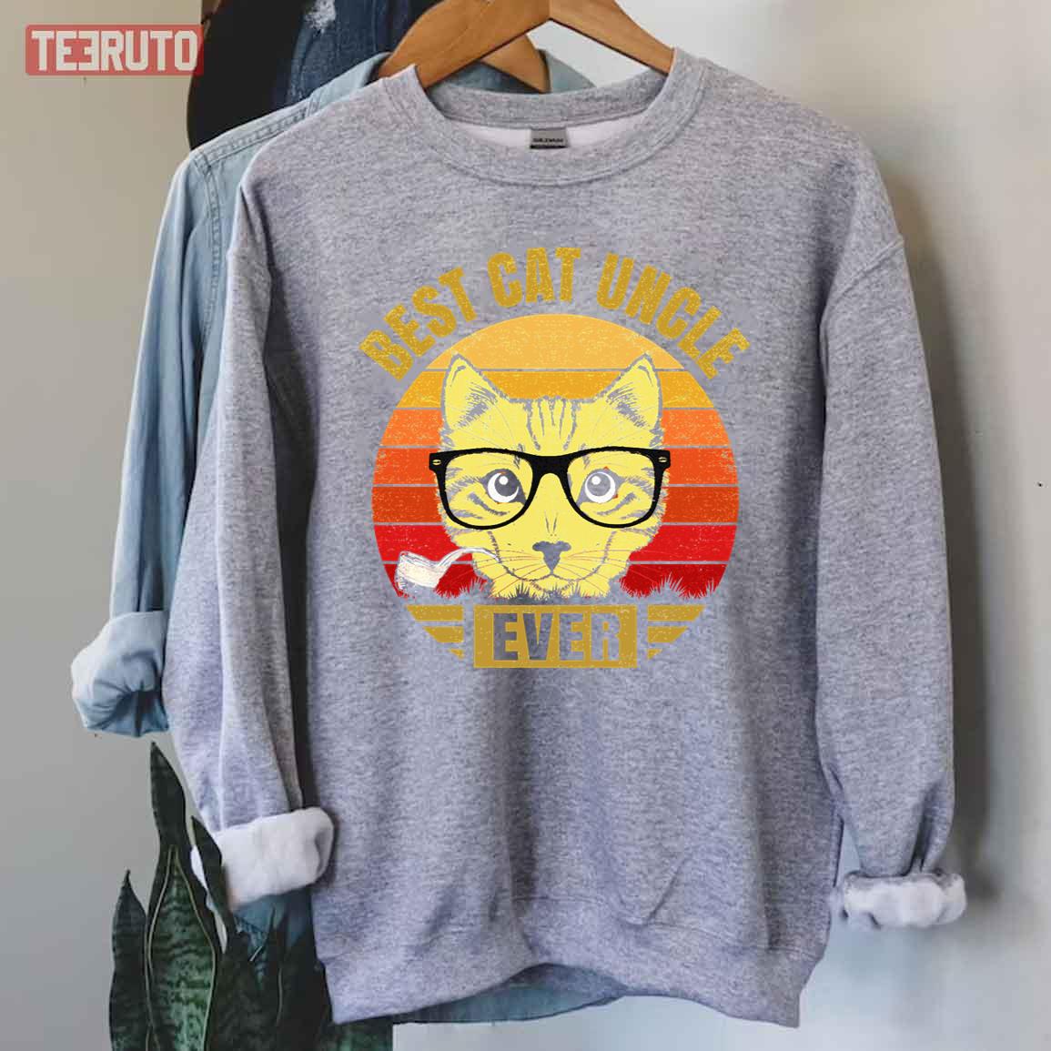 Vintage Best Cat Uncle Ever With Glasses Father’s Day Unisex Sweatshirt