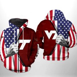 Virginia Tech Hokies NCAA US Flag 3D Printed Hoodie