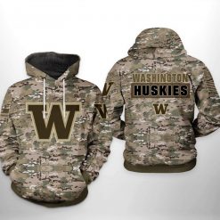 Washington Huskies NCAA Camo Veteran 3D Printed Hoodie