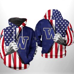 Washington Huskies NCAA US Flag 3D Printed Hoodie