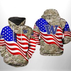 Washington Huskies NCAA US Flag Camo Veteran 3D Printed Hoodie