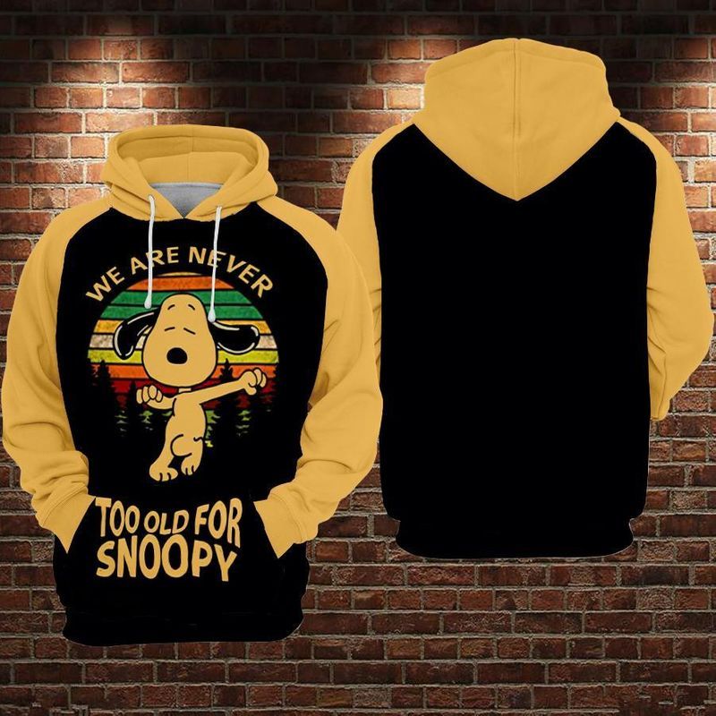 We Are Never Too Old For Snoopy Over Print 3d Zip Hoodie