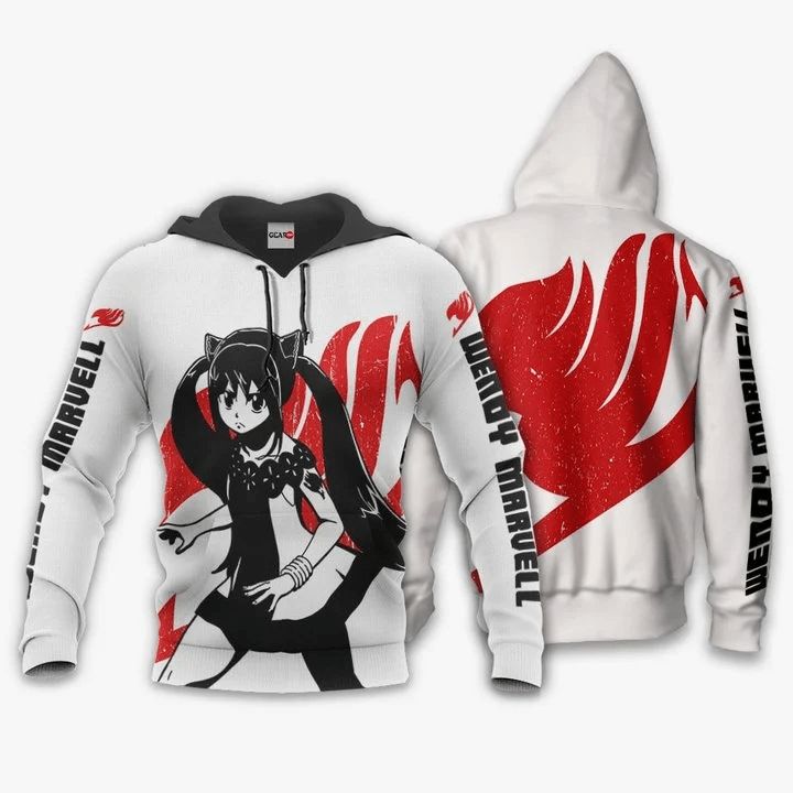 Wendy Marvell Anime Manga Fairy Tail Silhouette 2 3d Zip Hoodie