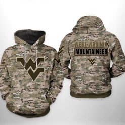 West Virginia Mountaineer NCAA Camo Veteran 3D Printed Hoodie