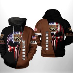 Western Michigan Broncos NCAA US Flag Skull 3D Printed Hoodie