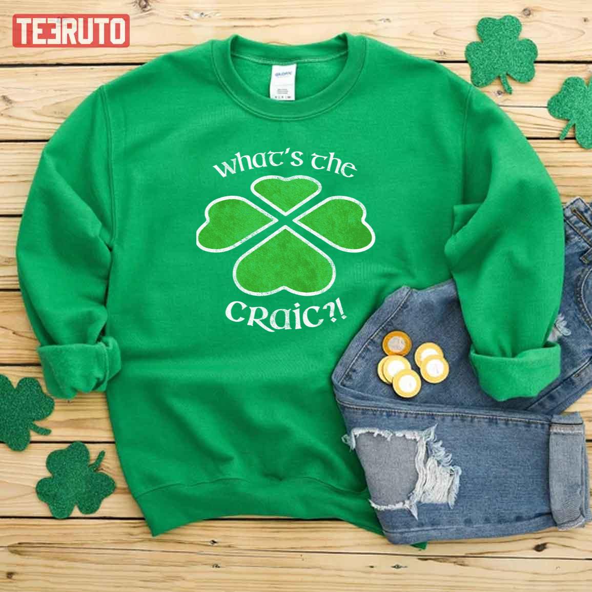 What’s The Craic St. Patricks Day Shamrock Unisex Sweatshirt