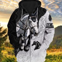 White Horse 3d Zip Hoodie