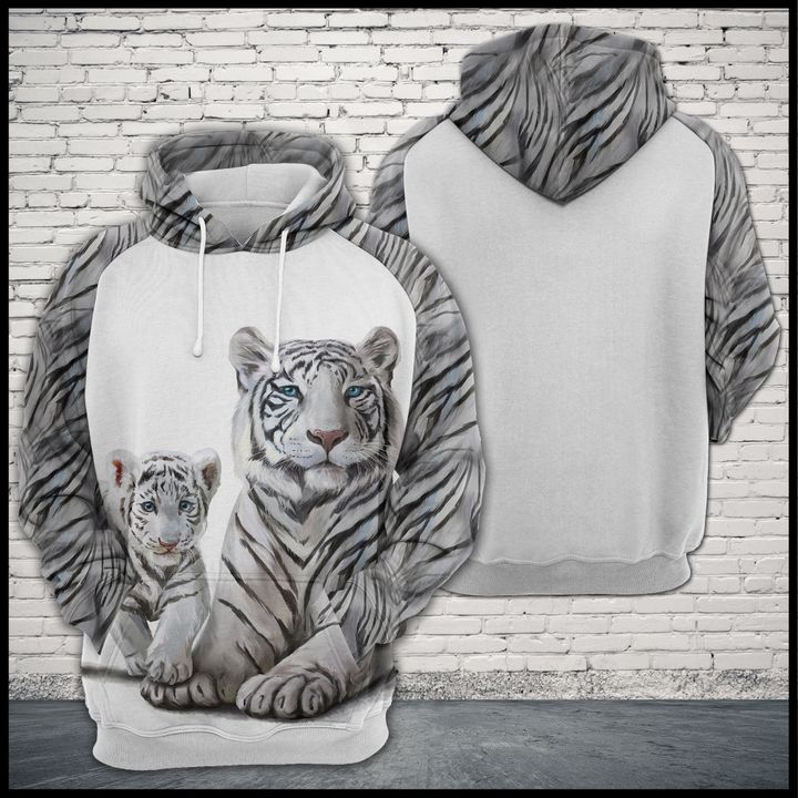 White Tiger Family 3D Printed Hoodie