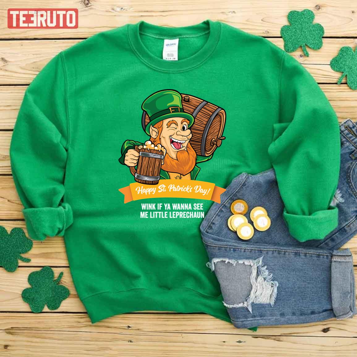 Wink If Ya Wanna See Me Little Leprechaun St Patricks Day Unisex Sweatshirt