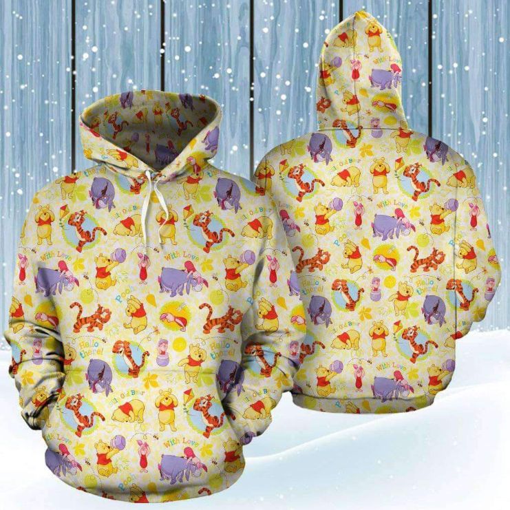 Winnie The Pooh And Friends Cute Pattern 3D Printed Hoodie - Teeruto