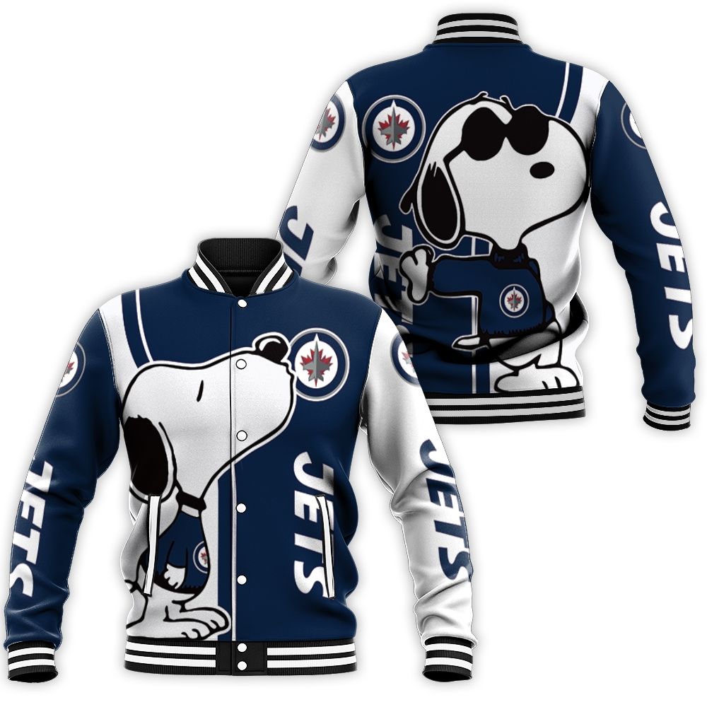 Winnipeg Jets Snoopy Lover 3d Printed Baseball Jacket - Teeruto
