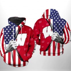 Wisconsin Badgers NCAA US Flag 3D Printed Hoodie