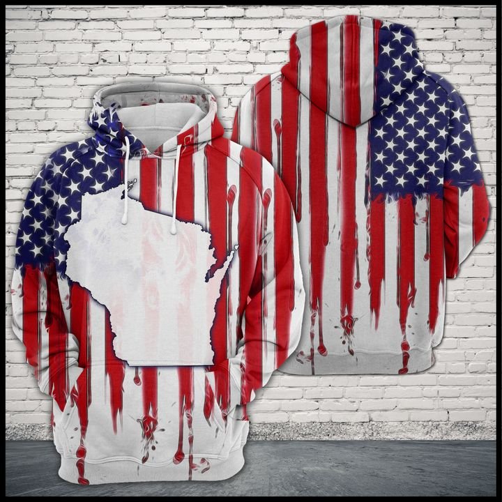 Wisconsin Usa Flag 3D Printed Hoodie