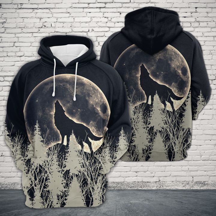 Wolf Big Moon 3D Printed Hoodie