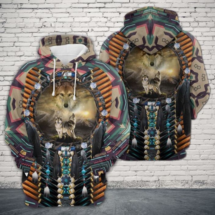 Wolf Native American 3D Printed Hoodie - Teeruto