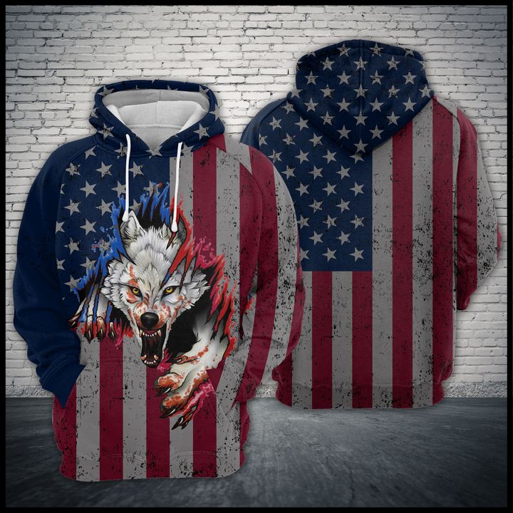 Wolf Us Flag 3D Printed Hoodie