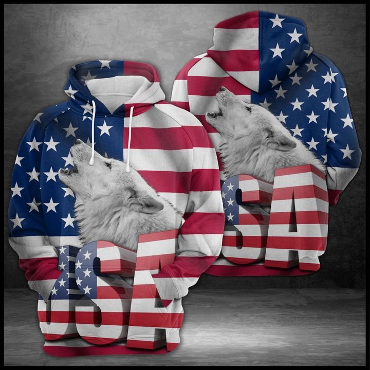 Wolf Usa Flag 3D Printed Hoodie