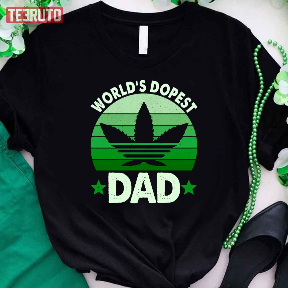 World’s Dopest Dad St Patricks Day Adidas Logo Cannabis Weed Unisex T-Shirt