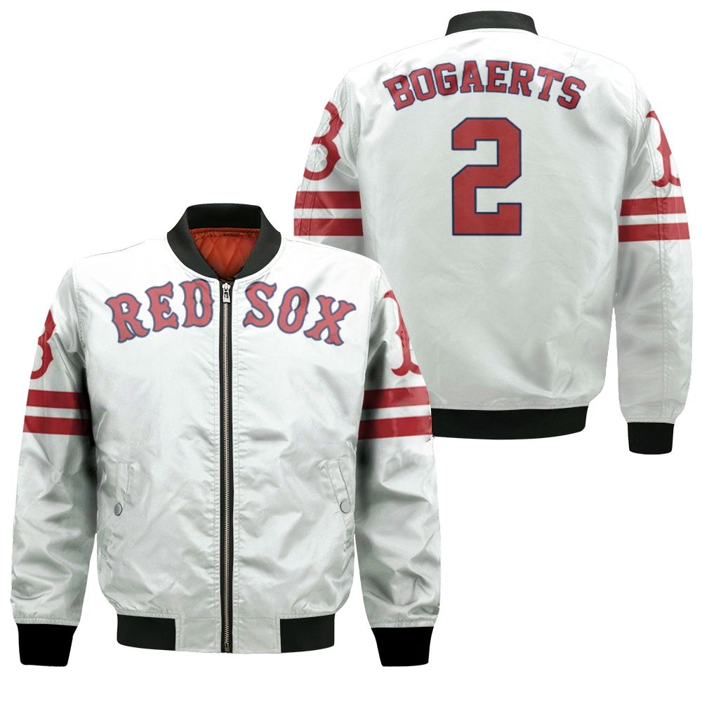 Xander Bogaerts Boston Red Sox Majestic Jersey Inspired Style Bomber Jacket