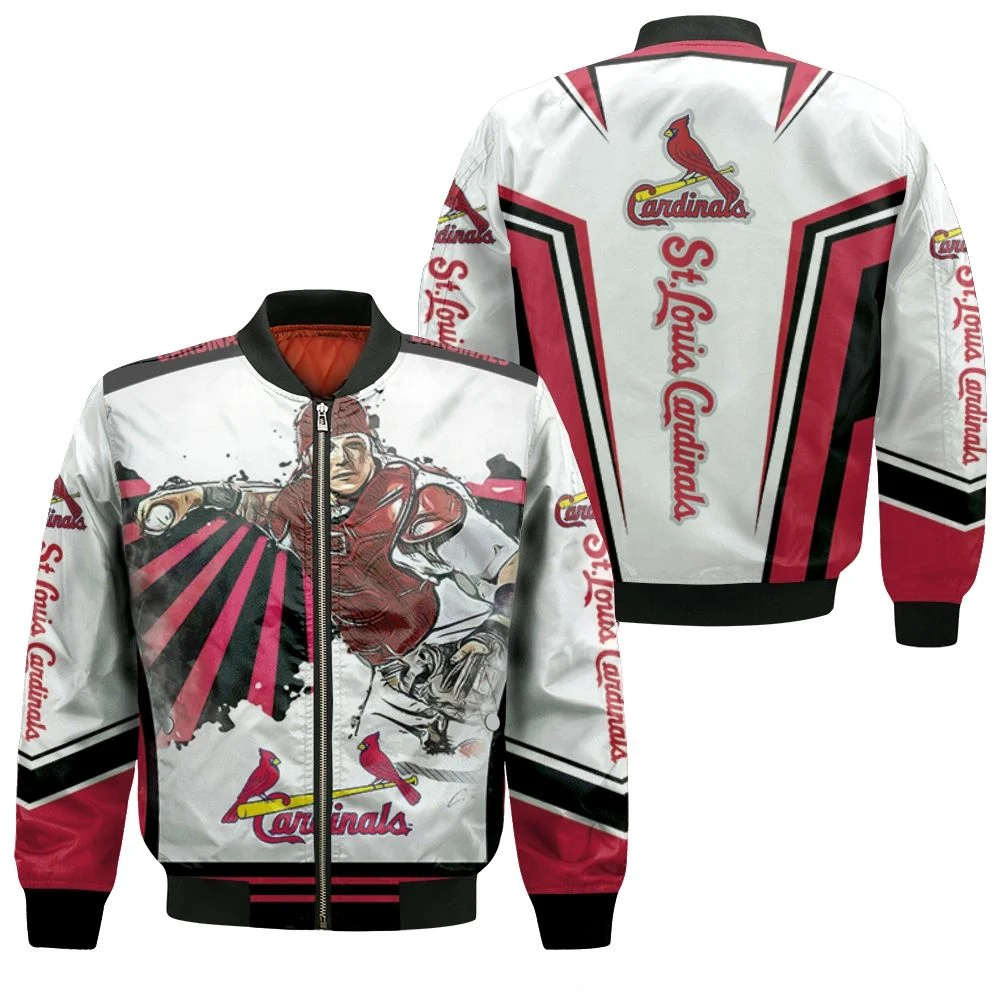Yadier Molina St Louis Cardinals Trippy Spiral Pattern Bomber Jacket