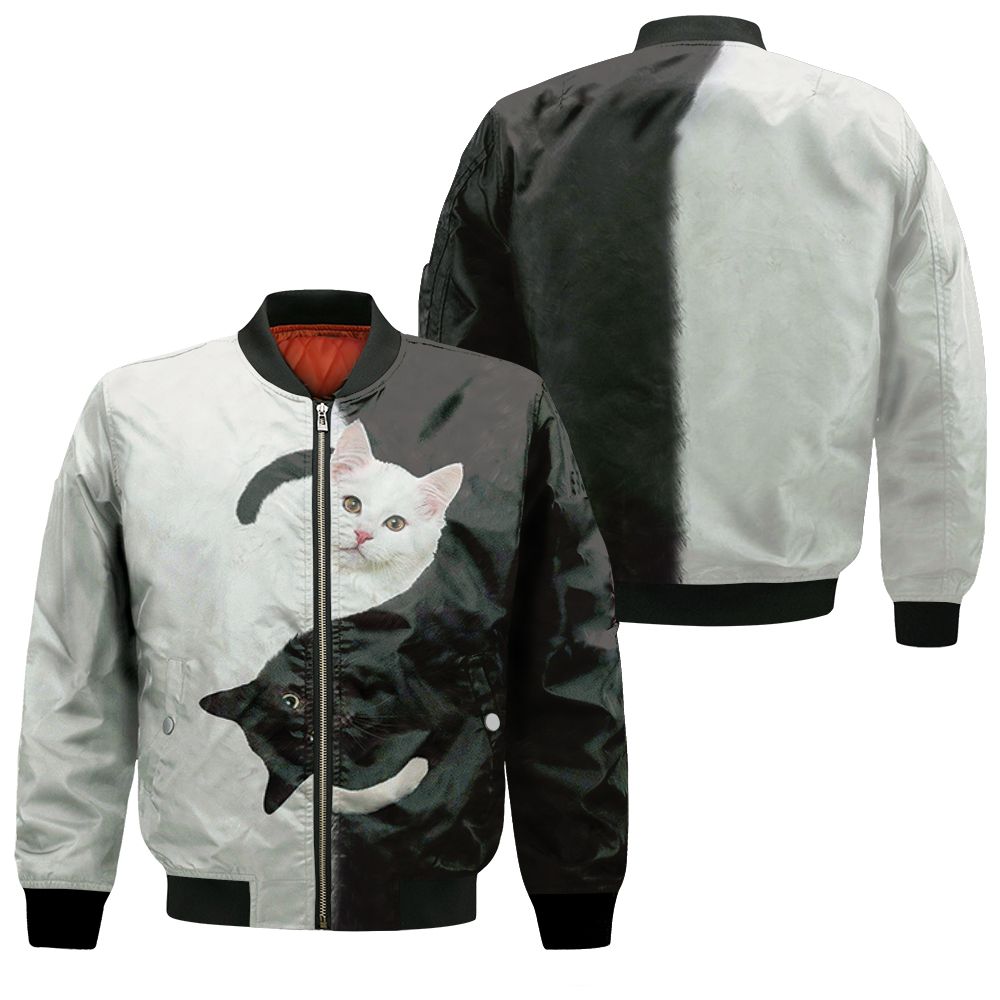 Yin Yang Black White Cat For Cat Lover 3d Hoodie Jersey Bomber Jacket